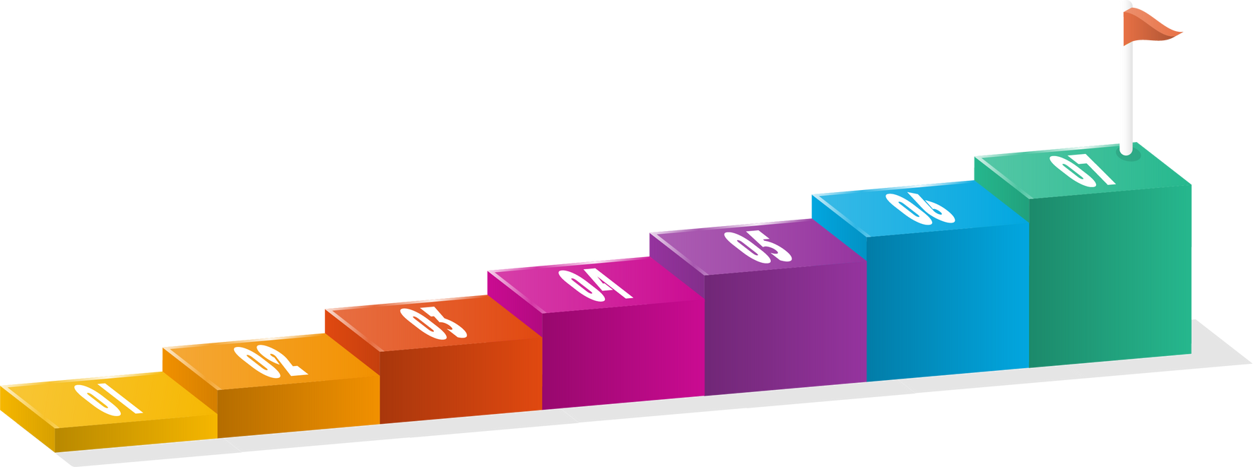 Bar chart rectangular 3d, Infographics elements diagram with 7 steps.